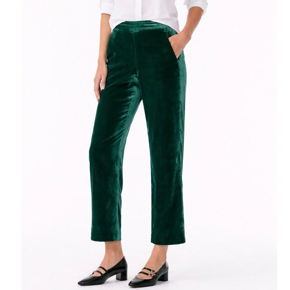 J. Crew Peyton Emerald Green Velvet Pull-On Pants Size 2